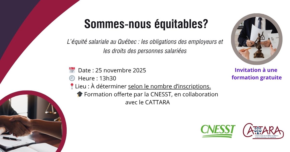 Invitation à une formation gratuite. Sommes-nous équitables? – CATTARA